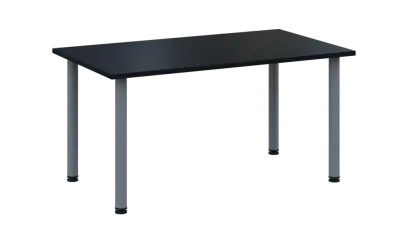 CRTR 140 jídelní stůl, kovová podnož stříbrná, deska 25 mm, 1394x800 mm, černá